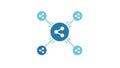 Blue network icon with interconnected nodes and central hub graphic Royalty Free Stock Photo