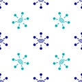 Blue Network icon isolated seamless pattern on white background. Global network connection. Global technology or social Royalty Free Stock Photo