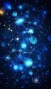 Blue Network Structure, Connected Dots Lines, Abstract Vectorization, Deep Blue Background Design Royalty Free Stock Photo
