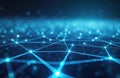 Blue neural network. Abstract tech background shows internet connections, big data flow. Futuristic design suitable for Royalty Free Stock Photo