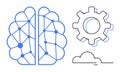 Neural Network Brain with Cogwheel and Cloud Representing AI, Technology, and Innovation Concepts Royalty Free Stock Photo