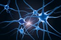 Blue neurons connected in a dark background, highlighting neural communication