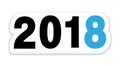 2018 Blue new year sticker icon. Royalty Free Stock Photo