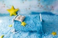 Blue newborn digital backdrop with stars and moon on a colourful background