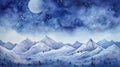 Blue night outdoor nature winter background mountain landscape christmas sky forest background snow Royalty Free Stock Photo