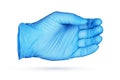 Blue nitrile glove isolated on white background