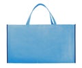Blue non-woven bag isolated on white.