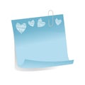 Sheet of note papers with hearts. Isolated on a white background.