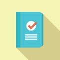 Blue notebook with check mark icon representing completed task