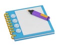 Blue Notebook with Highlighter and Buttons Ready for Notes Royalty Free Stock Photo