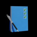 Blue notebook with checkmarks and pen Royalty Free Stock Photo