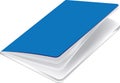 Blue notebook with white papers for school use