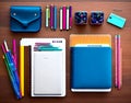 A blue notebook with the word lenovo on it. School Royalty Free Stock Photo