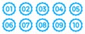 Blue number buttons set, modern numbers button set - vector