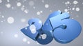 Blue number 2015 in 3D on gray background with snowflakes