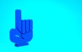 Blue Number 1 one fan hand glove with finger raised icon isolated on blue background. Symbol of team support in Royalty Free Stock Photo