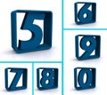 Blue numbers in blue boxes