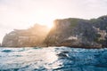 Blue ocean and cliff in Uluwatu, Bali and sunshine light