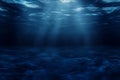 Blue ocean depths from underwater perspective. Royalty Free Stock Photo