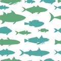 Fish seamless pattern. Vector color blue image background Royalty Free Stock Photo