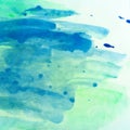 Blue and ocean green horizontal painted watercolour texture background