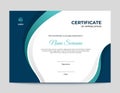 Blue and Ocean Green Waves Certificate Design