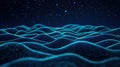 A blue ocean with a lot of waves and stars in the background Royalty Free Stock Photo