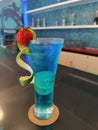 Blue Ocean Mocktail with Lime and Strawberry Royalty Free Stock Photo