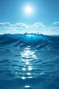 Blue ocean panorama with sun reflection, The vast open sea with clear sky, Ripple wave and calm sea with beautiful sunlight