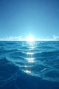 Blue ocean panorama with sun reflection, The vast open sea with clear sky, Ripple wave and calm sea with beautiful sunlight