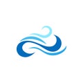 Blue ocean sea wave object flat icon vector white background Royalty Free Stock Photo