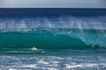 Blue ocean shorebreak wave front view Royalty Free Stock Photo