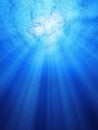 Blue ocean underwater light rays. Royalty Free Stock Photo