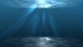 Blue ocean underwater sun rays background Royalty Free Stock Photo