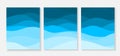 Blue ocean wave flowing curve banner collection set abstract background vector Royalty Free Stock Photo