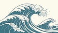 Blue Ocean Wave with Foam Dynamic Illustration, vector design Generative AI Royalty Free Stock Photo