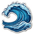 Blue Ocean Wave Sticker Design with White Background Sticker Design Generative AI Royalty Free Stock Photo