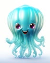 a blue octopus with big eyes and a smile on it\'s face. generative ai Royalty Free Stock Photo