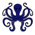 Blue octopus drawing Royalty Free Stock Photo