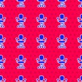 Blue Office chair icon isolated seamless pattern on red background. Vector Illustration Royalty Free Stock Photo