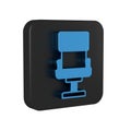 Blue Office chair icon isolated on transparent background. Armchair sign. Black square button. Royalty Free Stock Photo