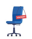 Blue office chair and sign vacant. Business hiring and recruiting concept. Vector illustration Royalty Free Stock Photo