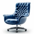 Blue Office Chair With Wheels on White Background Royalty Free Stock Photo