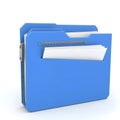 Blue office folder with papers and zipper on white Royalty Free Stock Photo