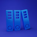 Blue Office folders with papers and documents icon isolated on blue background. Office binders. Archives folder sign Royalty Free Stock Photo