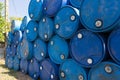 Blue oil barrels Royalty Free Stock Photo