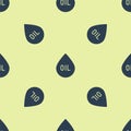 Blue Oil drop icon isolated seamless pattern on yellow background. Vector Illustration Royalty Free Stock Photo