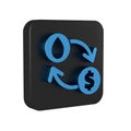 Blue Oil exchange, water transfer, convert icon isolated on transparent background. Black square button. Royalty Free Stock Photo