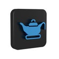 Blue Oil lamp icon isolated on transparent background. Black square button. Royalty Free Stock Photo