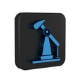 Blue Oil pump or pump jack icon isolated on transparent background. Oil rig. Black square button. Royalty Free Stock Photo